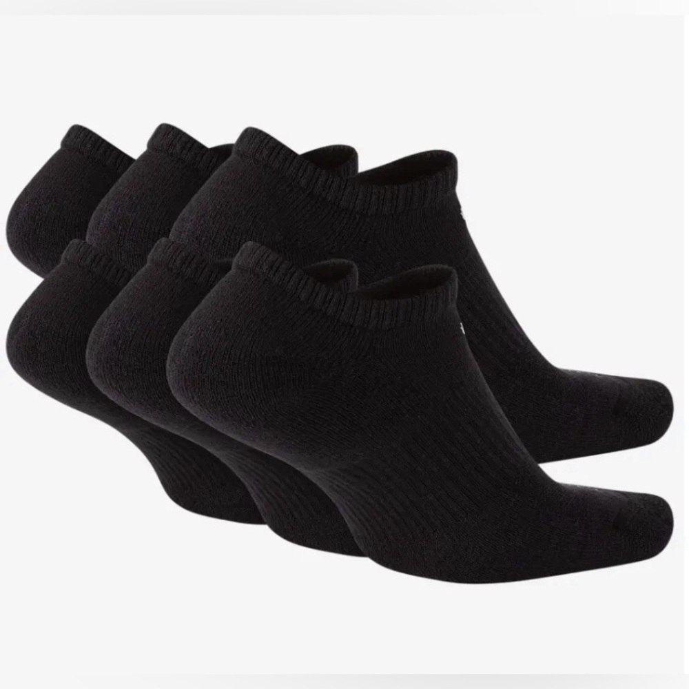 12 pairs Nike everyday Cotton Cushioned No Show Socks drifit Black SX7675-010 - Picture 3 of 16